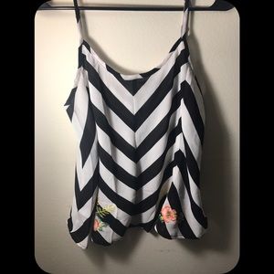 Black and white flowy tank top